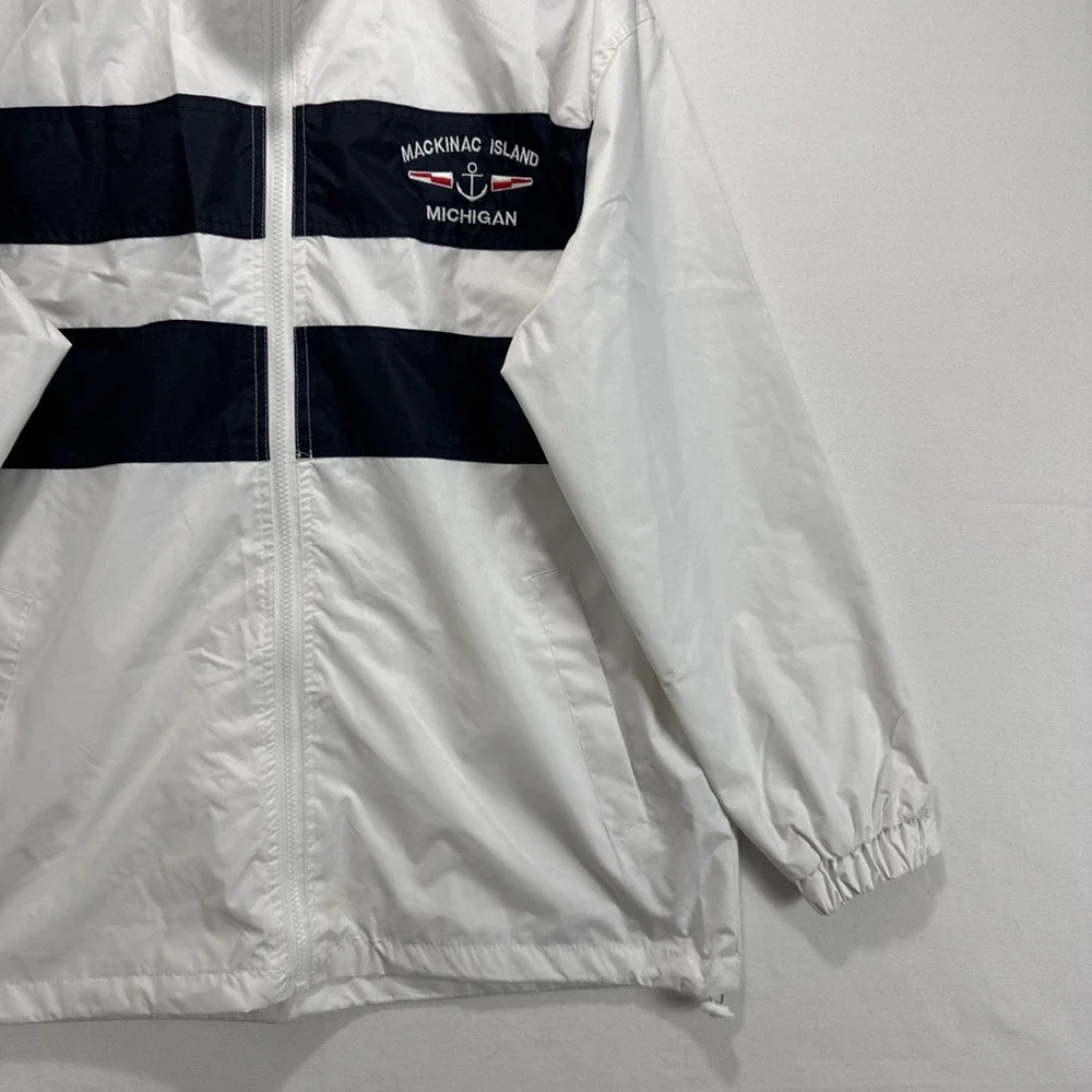 VTG‎ Dimco Mackinac Island Michigan Hoodie Windbreaker Full Zip Mens M White